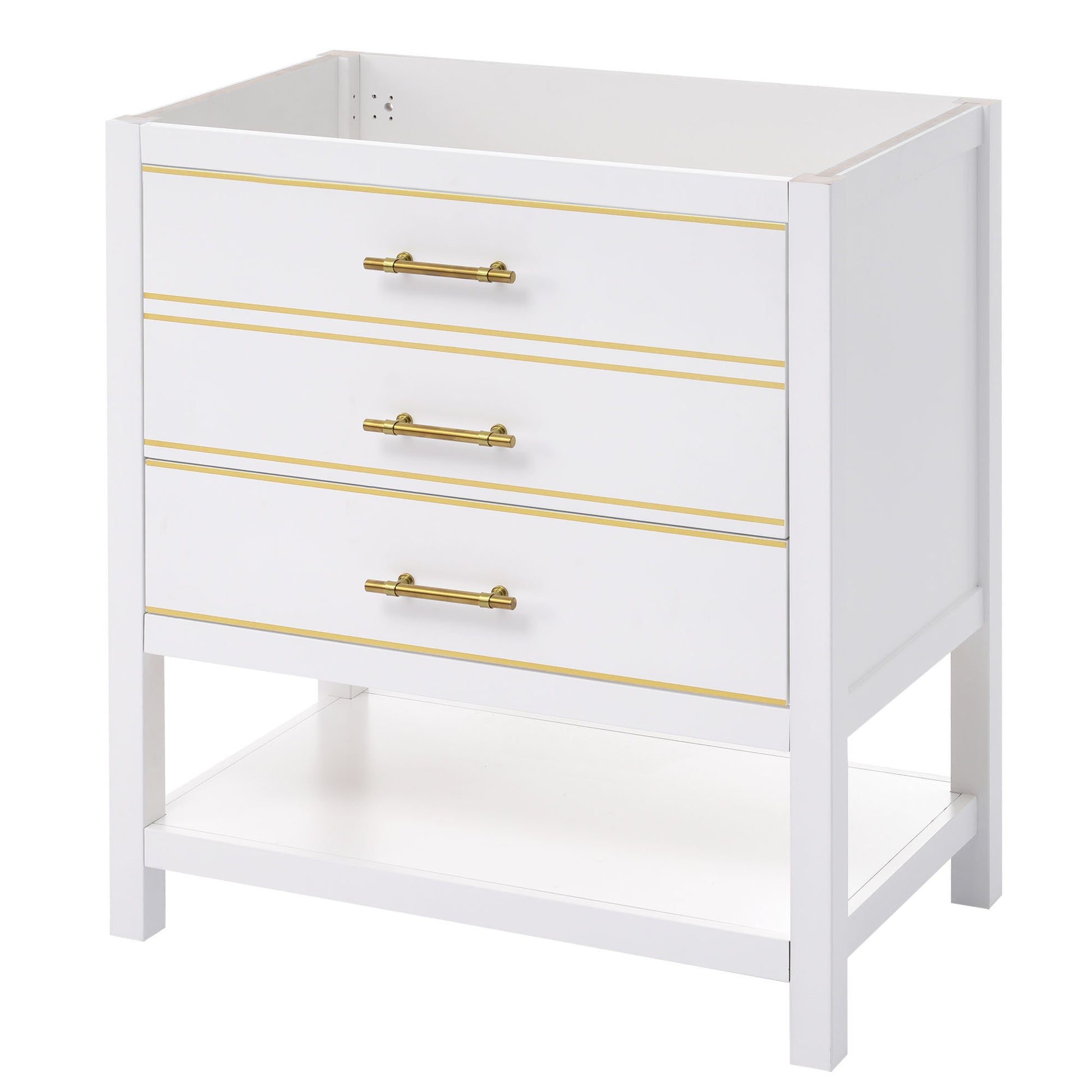 Cabinet Only 30" Bathroom Vanity White Sink Not Included White Solid Wood Mdf