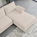 L Shaped Linen Sectional Sofa With Left Chaise Right Facing Chaise ,Beige Beige Fabric 3 Seat