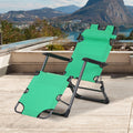 Tanning Chair, 2 In 1 Beach Lounge Chair & Camping Chair W Pillow & Pocket, Adjustable Chaise For Sunbathing Outside, Patio, Poolside, Green Green Metal