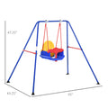 Baby Swing Set For Backyard Indoor Outdoor, Solid Metal Frame With Baby Seat Harness For Kid Age 6 36 Months Multi Metal