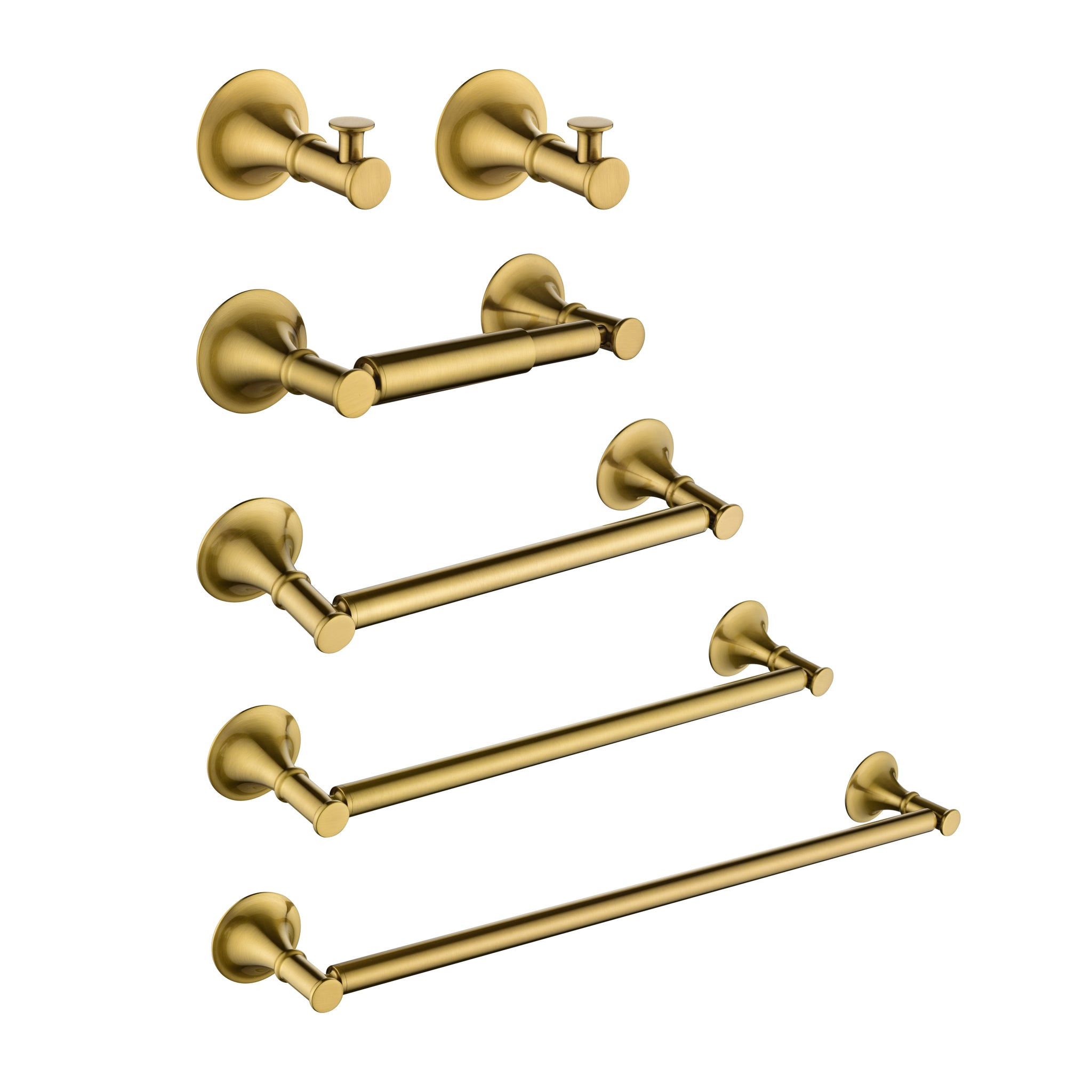 6 Piece Bathroom Towel Rack Set Wall Mount Brushed Gold Brass