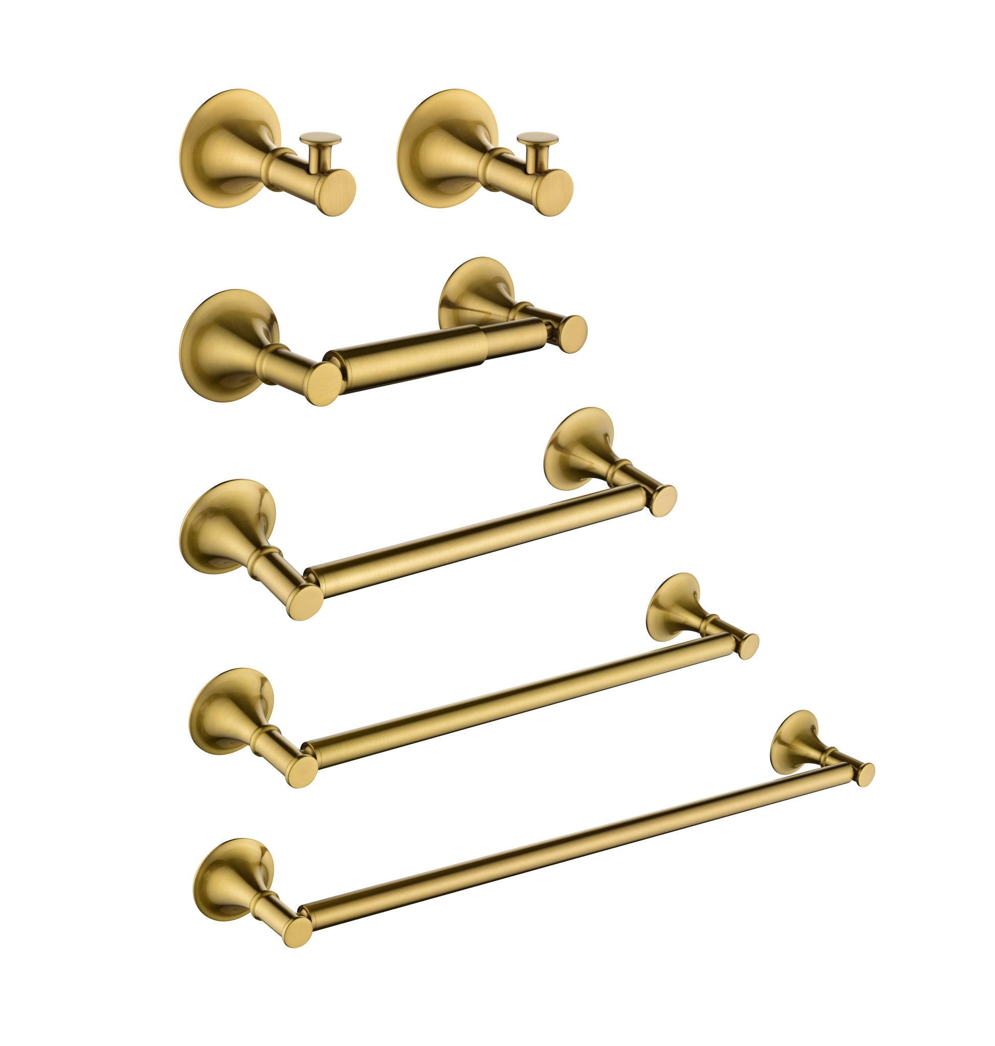 6 Piece Bathroom Towel Rack Set Wall Mount Brushed Gold Brass