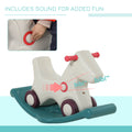 Kids 2 In 1 Rocking Horse & Sliding Car For Indoor & Outdoor Use W Detachable Base, Wheels, Smooth Materials, Grey And Green Grey Hdpe