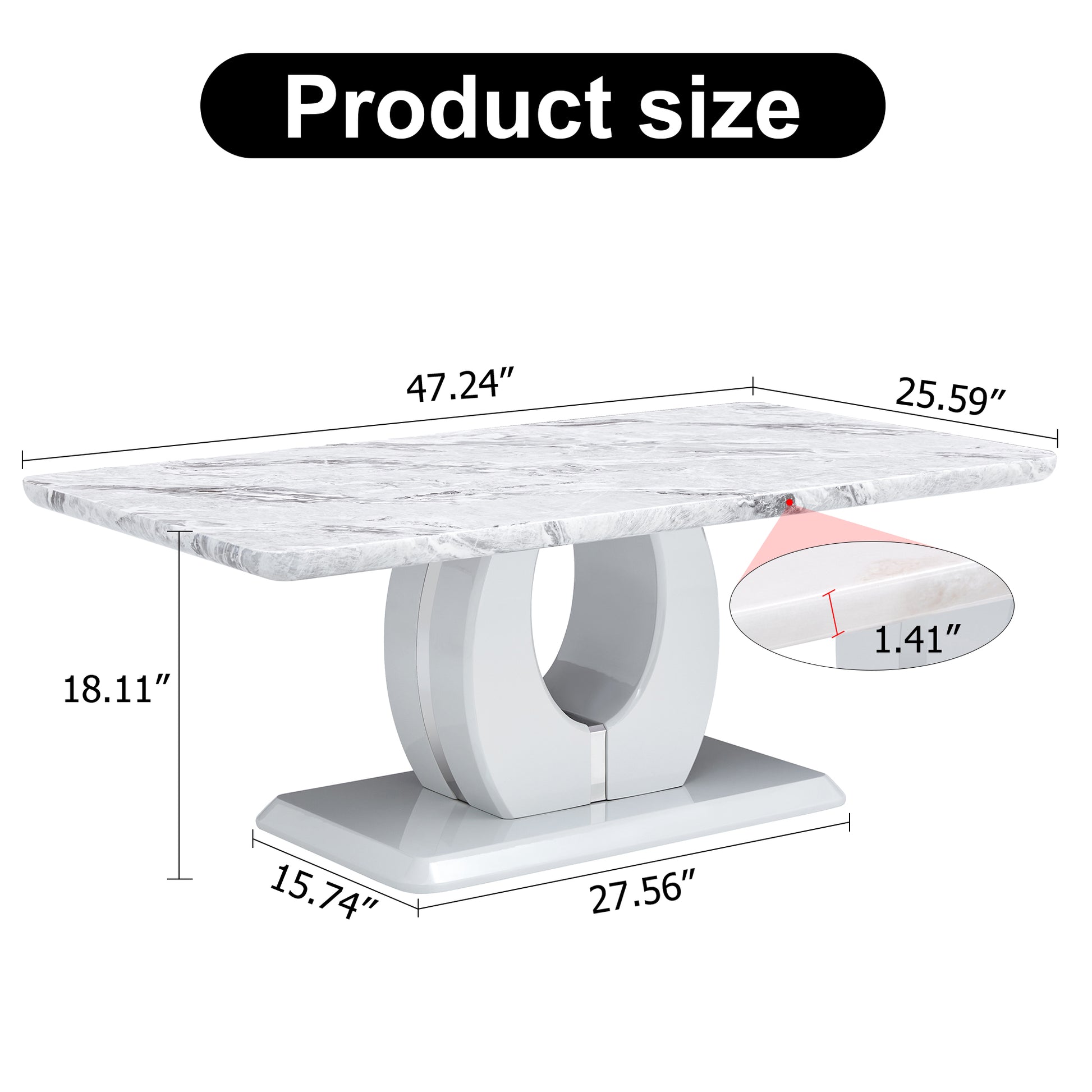 Modern Luxury Imitation Marble Light Gray Tea Table,Coffee Table, Paired With Silver Stainless Steel Decorative Strips. Computer Desk. Game Table. Ct 1280 Light Grey Mdf