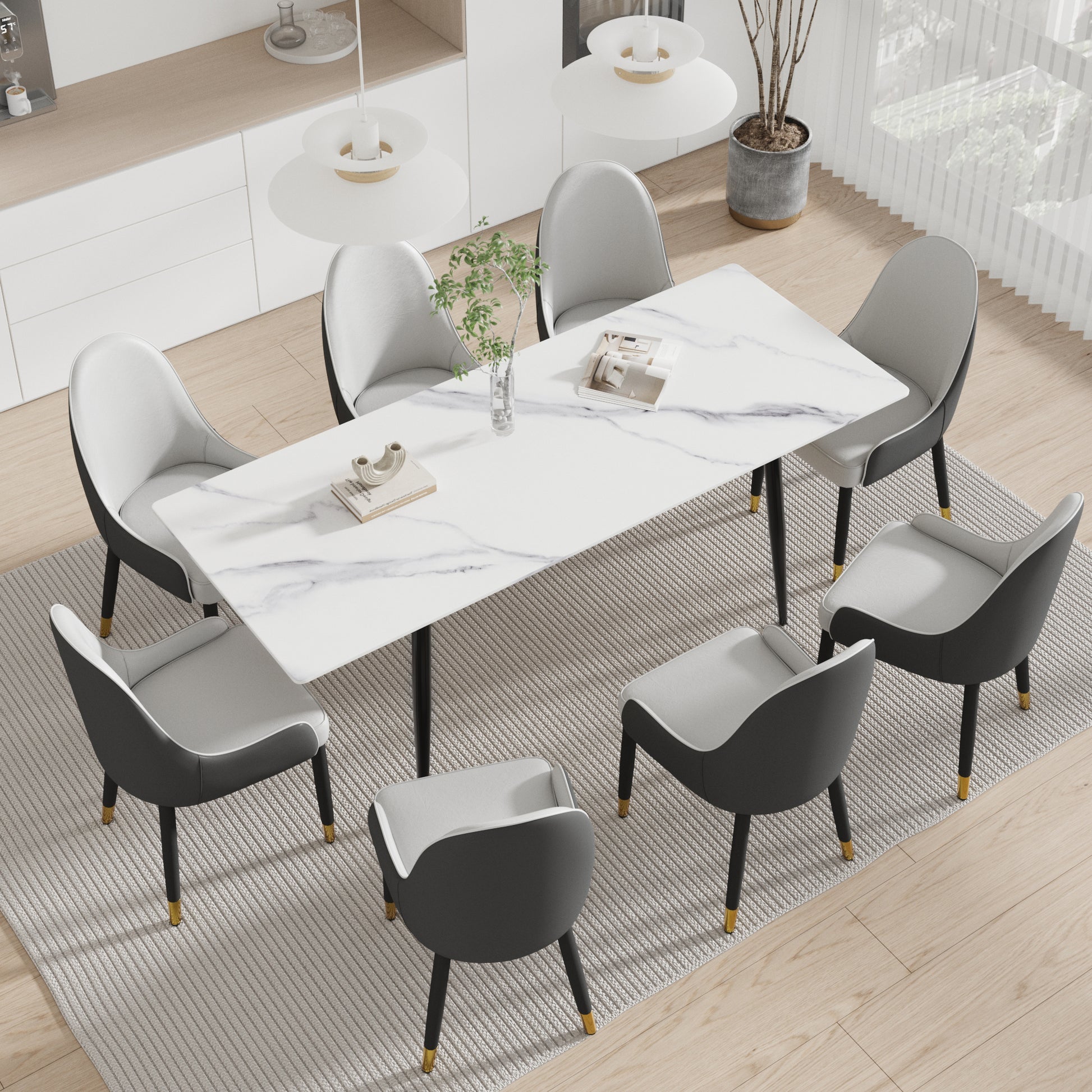 1.8 M Dining Table Panel Only The Turntable White Marble