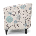 Plaza Club Chair White Blue Fabric