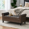 Hayes Armed Storage Bench Brown Pu