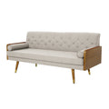 Aidan Mid Century Modern Tufted Fabric Sofa Beige Fabric