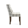 Dining Chair Grey Plaid Fabric