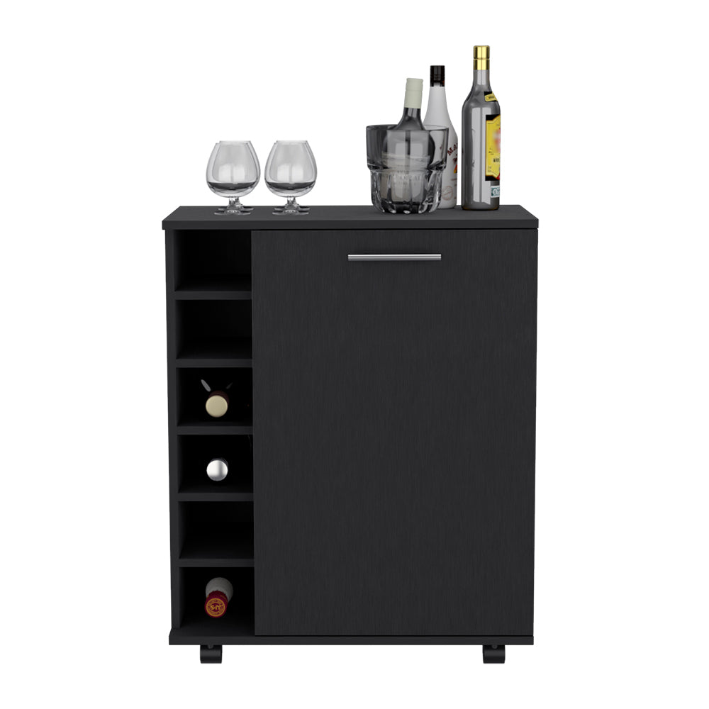 Bar Cart Cisco, Living Room, Black Black Particle Board Engineered Wood