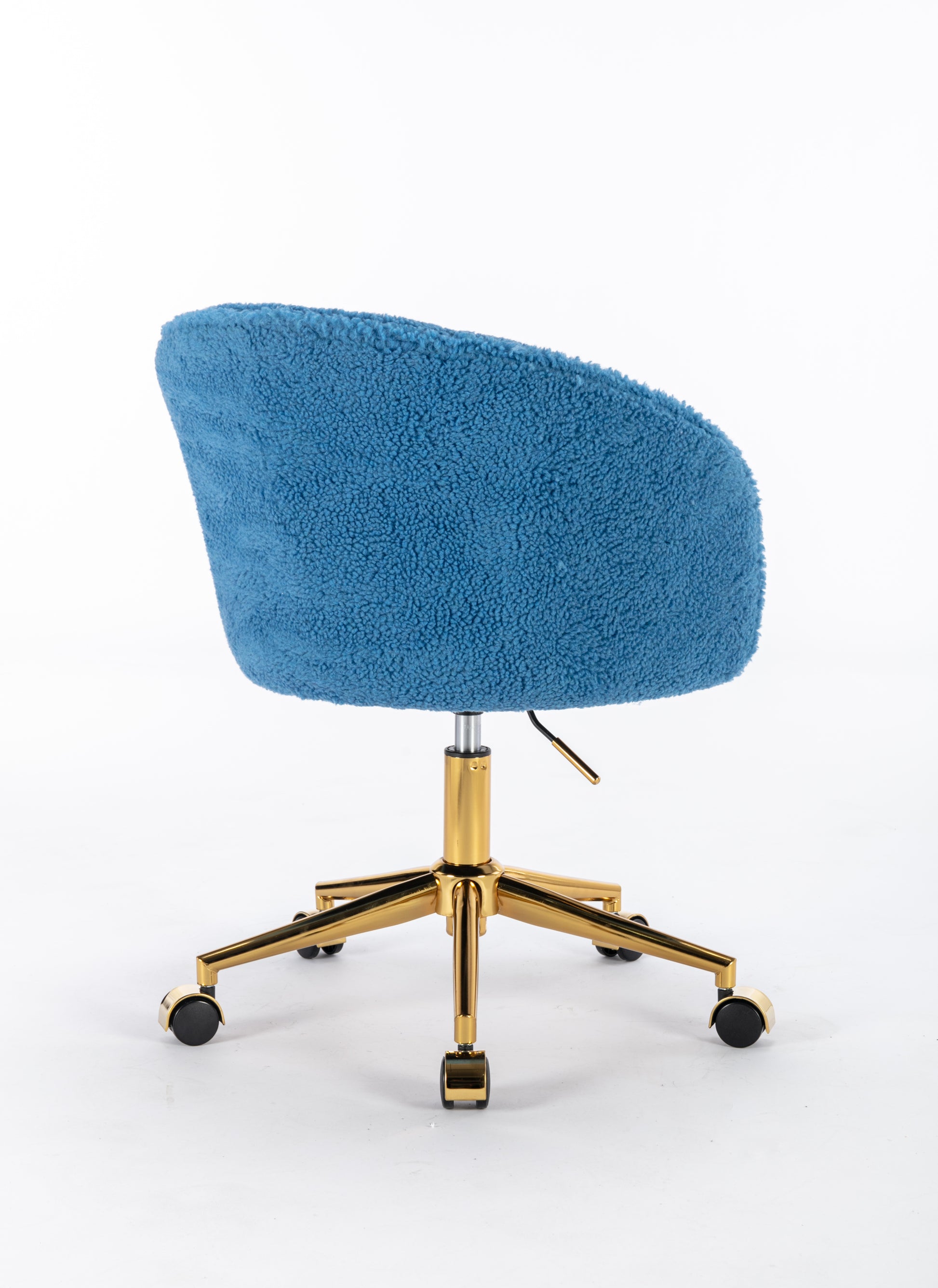 Hengming Golden Foot Office Chair, Modern Armchair, Height Adjustable, Rotary Cosmetic Chair, For Bedroom,Set Of 1 Blue Wool
