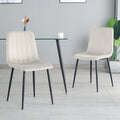 Table And Chair Set, One Table And Four Chairs. Clear Tempered Glass Table Top, 0.3 Feet Thick, Black Wrought Iron Legs. Black Spray Paint Chair Legs. Upholstered Chair Glass Cream White Metal