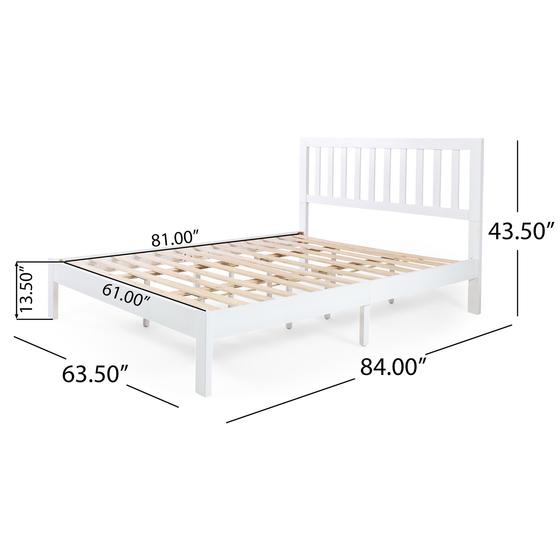 Queen Bed White Acacia Wood