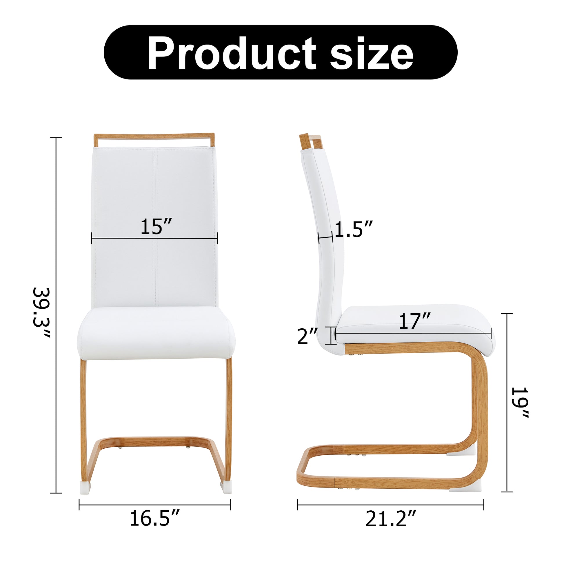 Modern Pu Leather High Back Cushioned Side Chair With Wooden C Tube Chrome Metal Legs, Suitable For Dining, Kitchen, Dressing Table, Terrace, Guest Office Chairs Set Of 4 White Pu 1162 White Foam Pu