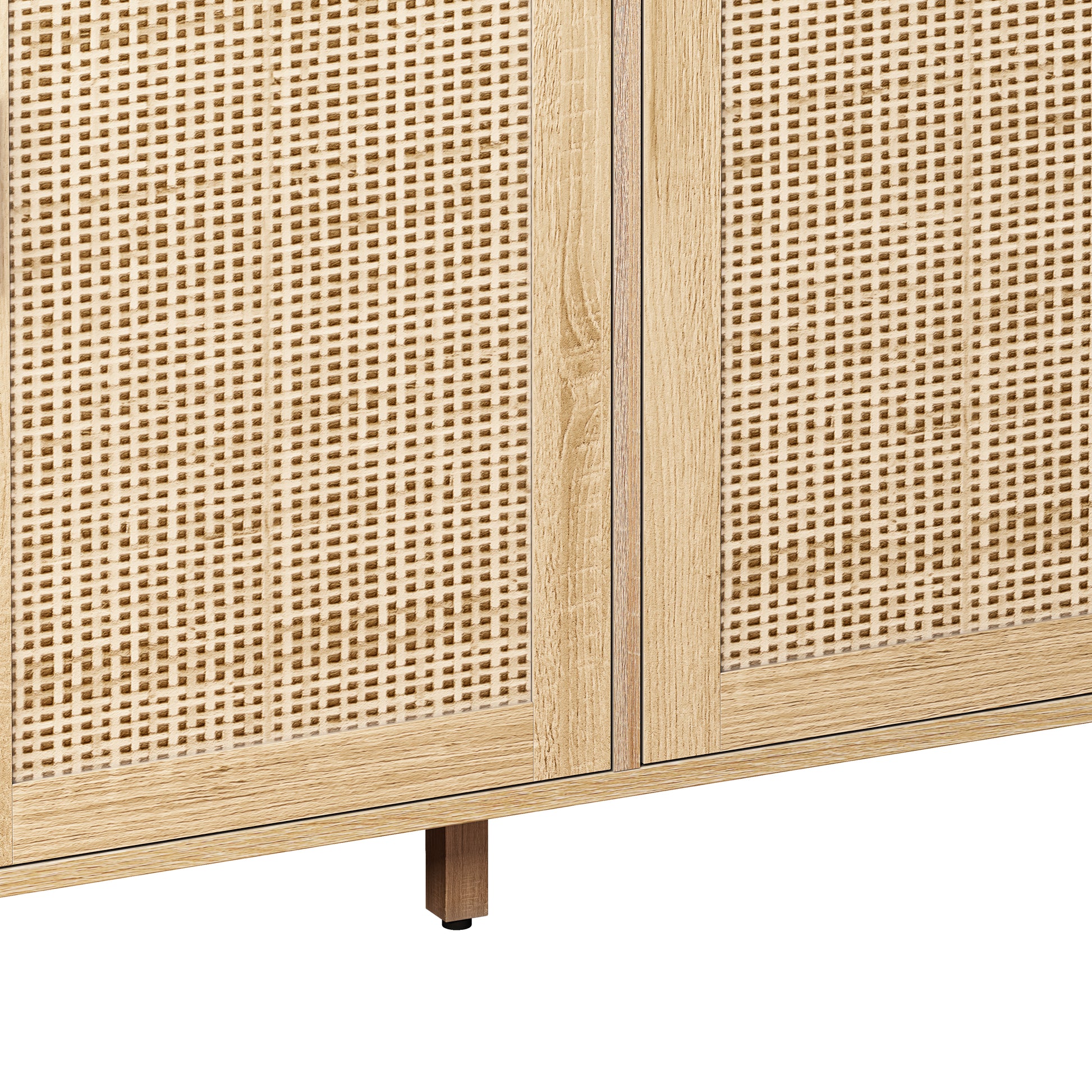 62.20"Elegant And Functional 4 Door Rattan Decorative Storage Cabinet,For Bedroom,Living Room,Office,Easy Assembly Same Sku:W757P190066 Natural Particle Board