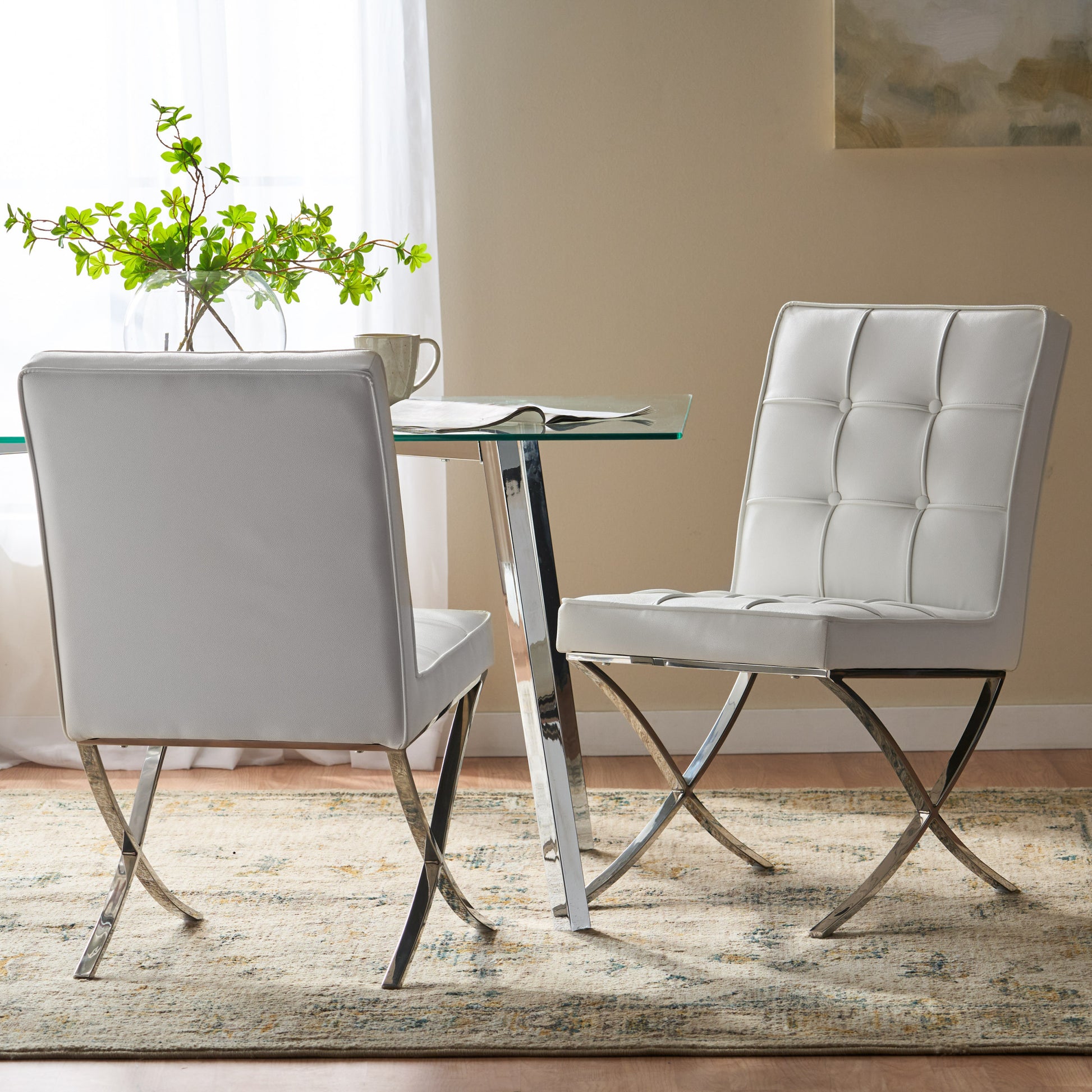 Pavilion Dining Chair Set Of 2 White Foam Leather