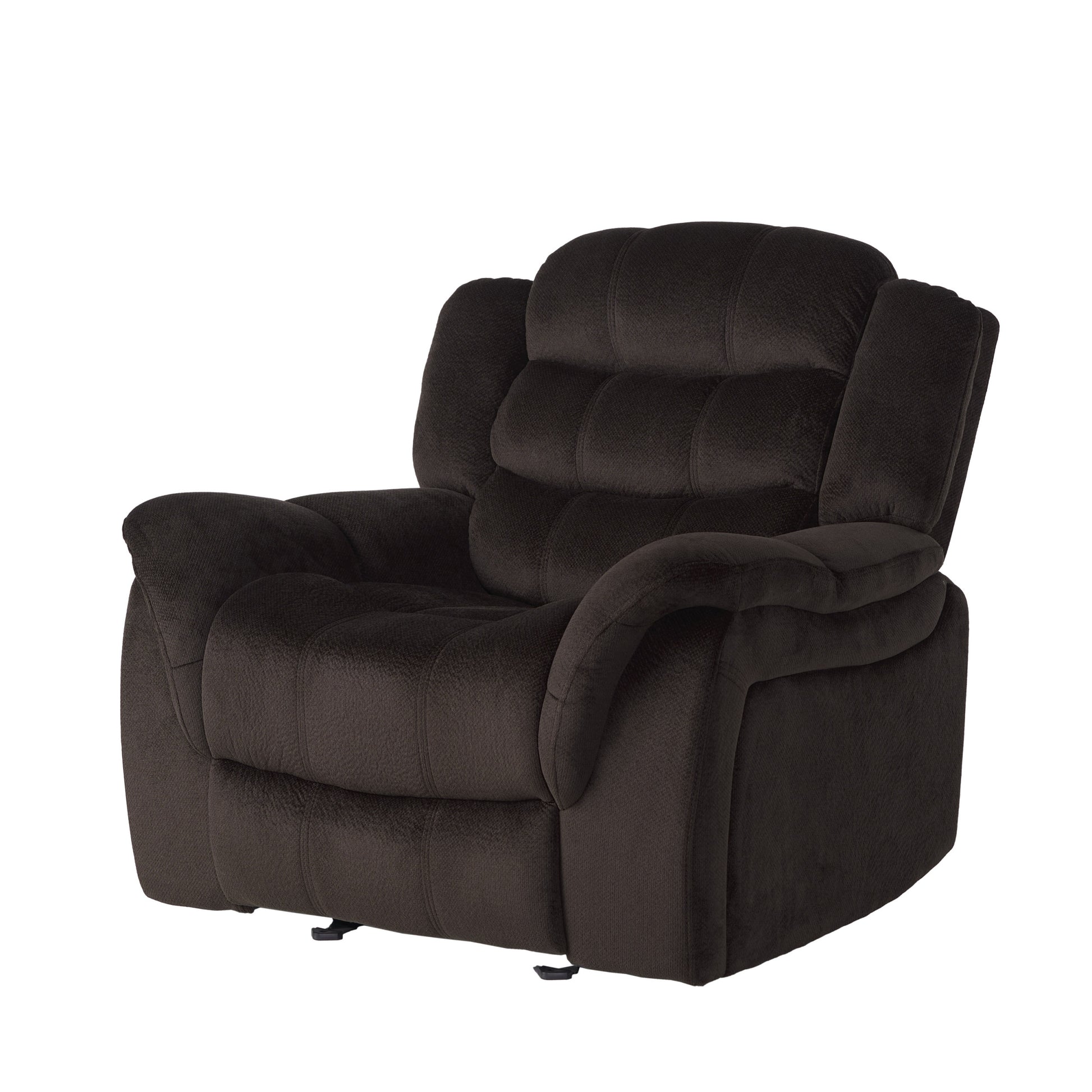 Classic Design, Brown Plush Fabric, Glider Recliner Brown Plush