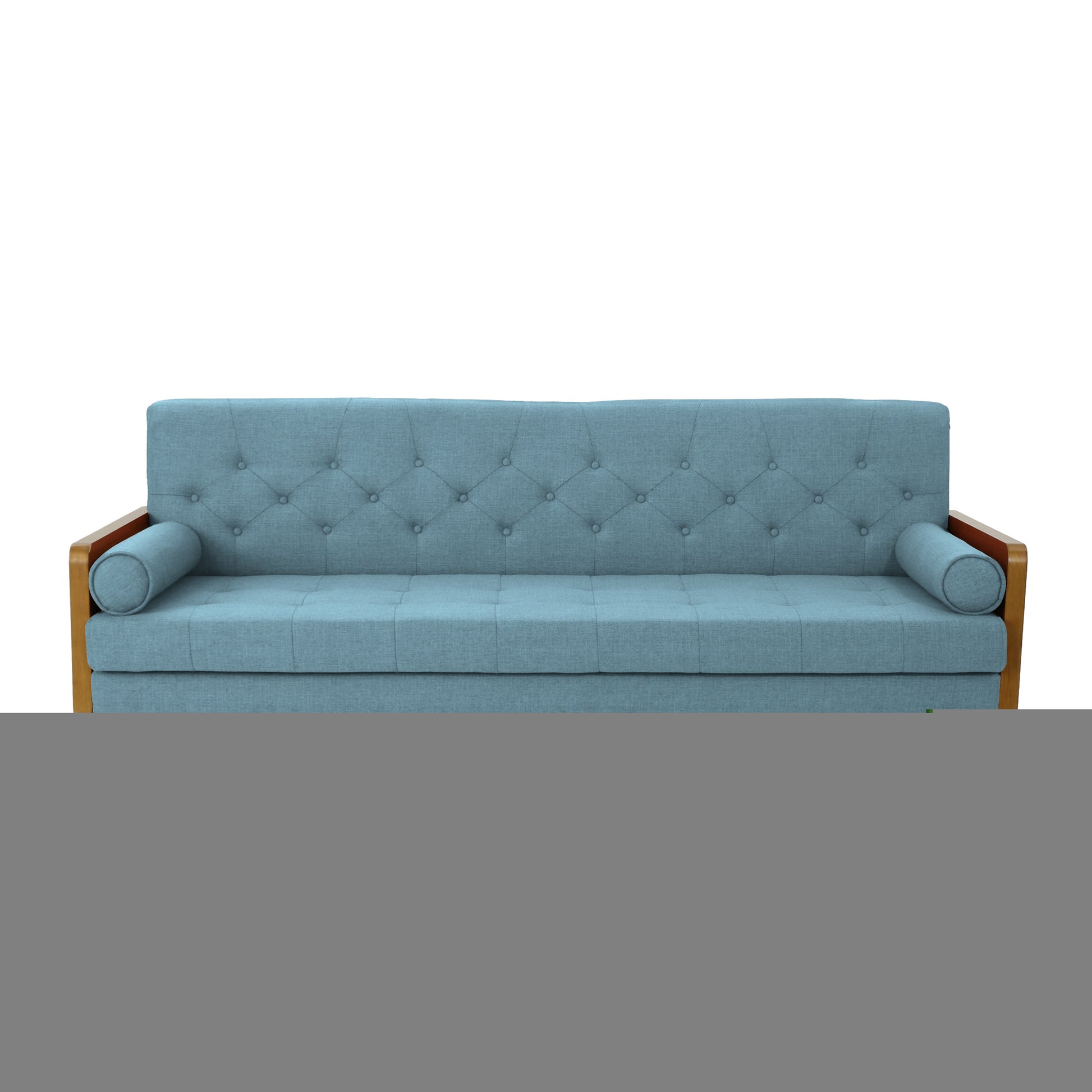 Aidan Mid Century Modern Tufted Fabric Sofa Blue Fabric