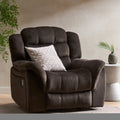 Classic Design, Brown Plush Fabric, Glider Recliner Brown Plush