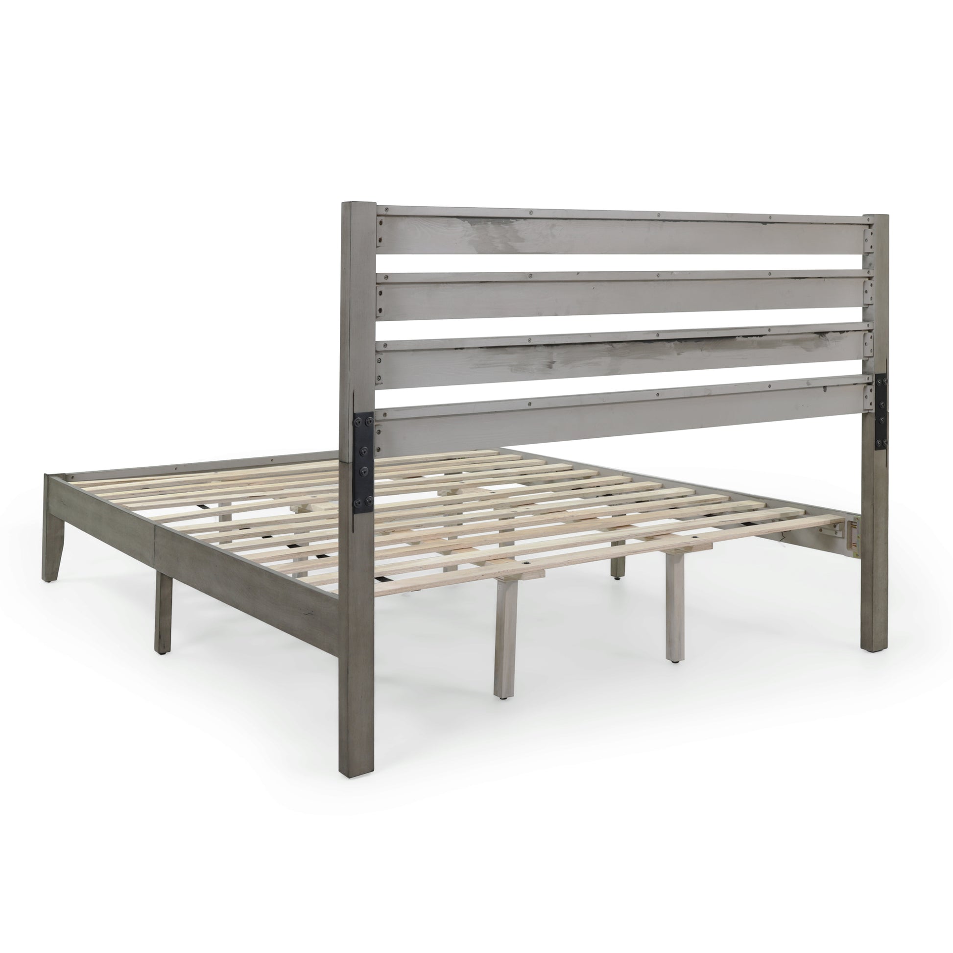 Queen Bed Grey Acacia Wood