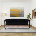 Black Velvet Sofa With Leopard Print, Modern 3 Seater Sofas Couches For Living Room, Bedroom, Office, And Apartment With Solid Wood Frame Black Wood Foam Velvet