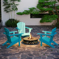 Hdpe All Weather Outdoor Adirondack Chair With Cup Holder, Fire Pit Chair For Backyard, Deck, Lawn, Garden, 330Lbs Capacity, Light Blue Blue Hdpe