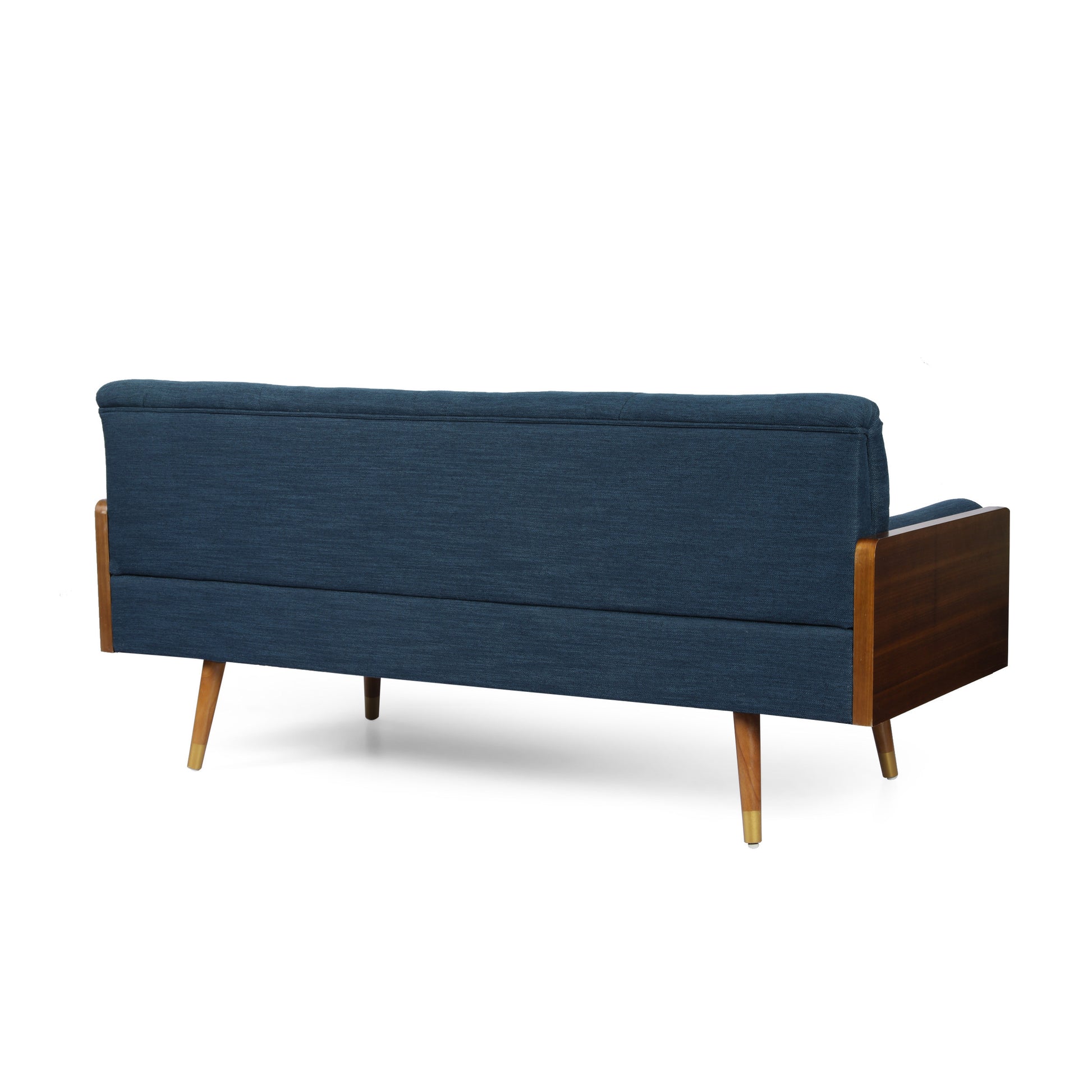 Aidan Mid Century Modern Tufted Fabric Sofa Navy Blue Fabric