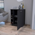 Bar Cart Cisco, Living Room, Black Black Particle Board Engineered Wood