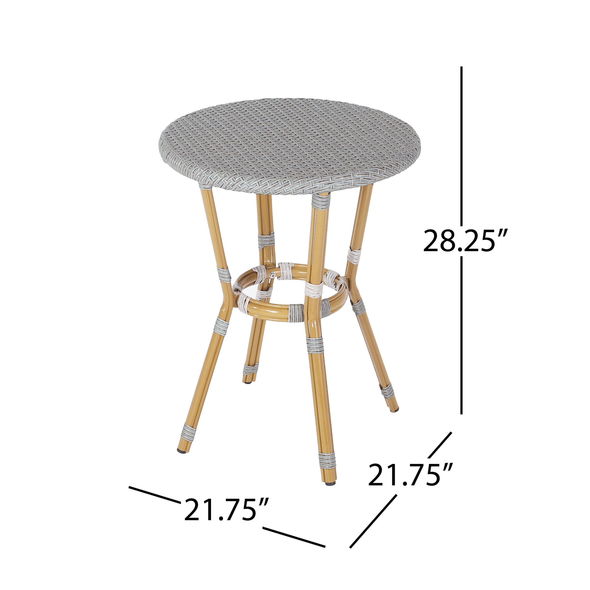 French Bistro Table Natural & Light Brown Aluminium