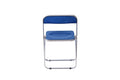 Blue Clear Transparent Folding Chair Chair Pc Plastic Living Room Seat Blue Steel
