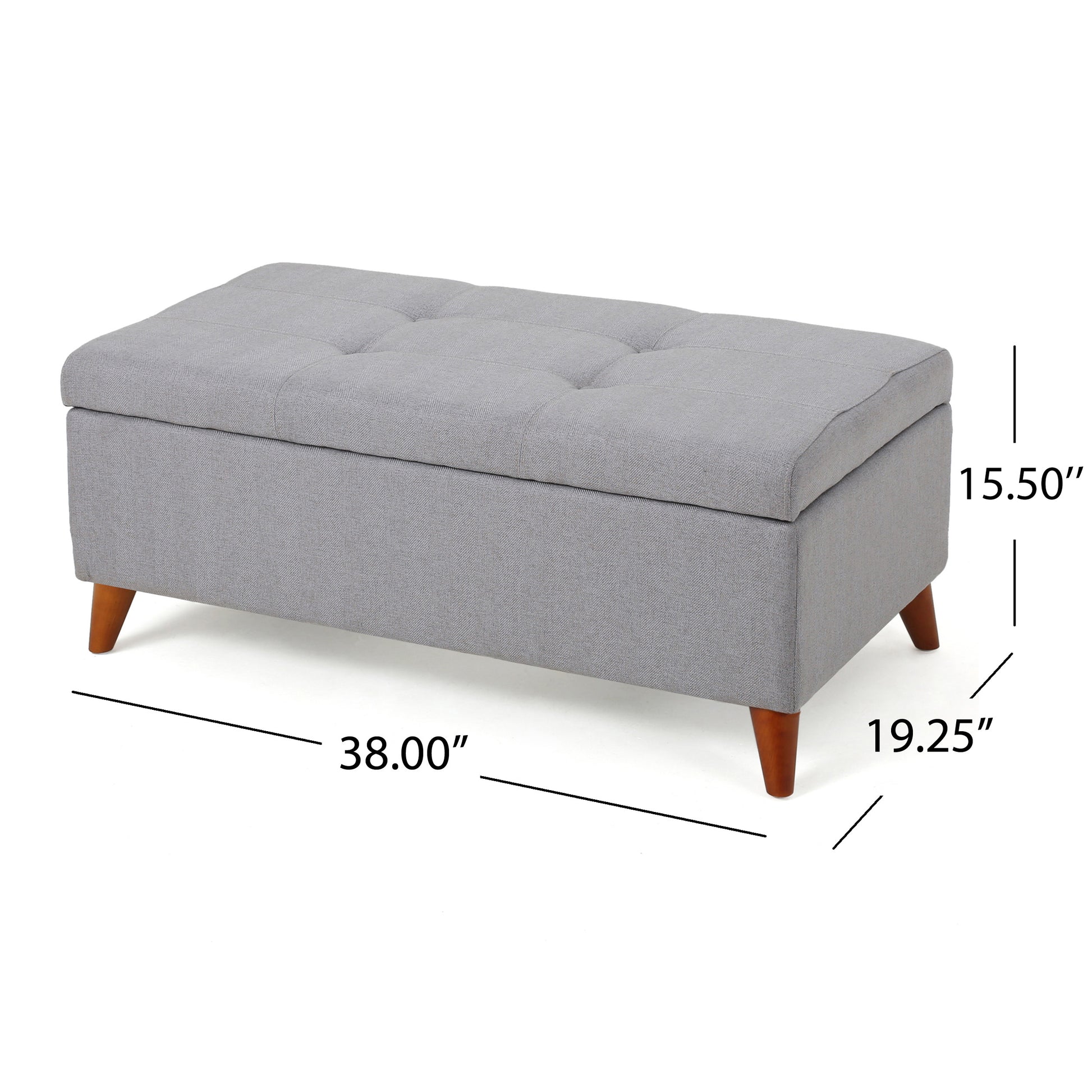 Storage Ottoman Light Grey Fabric