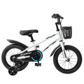 Kids Bike 16 Inch For Boys & Girls With Training Wheels, Freestyle Kids' Bicycle With Bell,Basket And Fender. White Steel