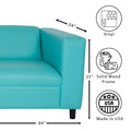 Teal Faux Leather Sofa, Modern 3 Seater Sofas Couches For Living Room, Bedroom, Office, And Apartment With Solid Wood Frame Teal Wood Foam Vinyl