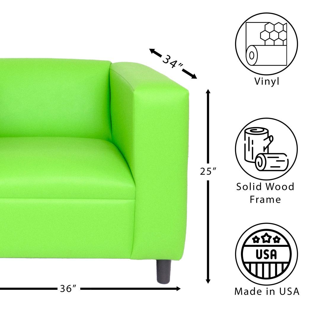 Green Faux Leather Sofa Chair, Modern Sofa Chair For Living Room, Bedroom And Apartment With Solid Wood Frame Green Wood Foam Vinyl