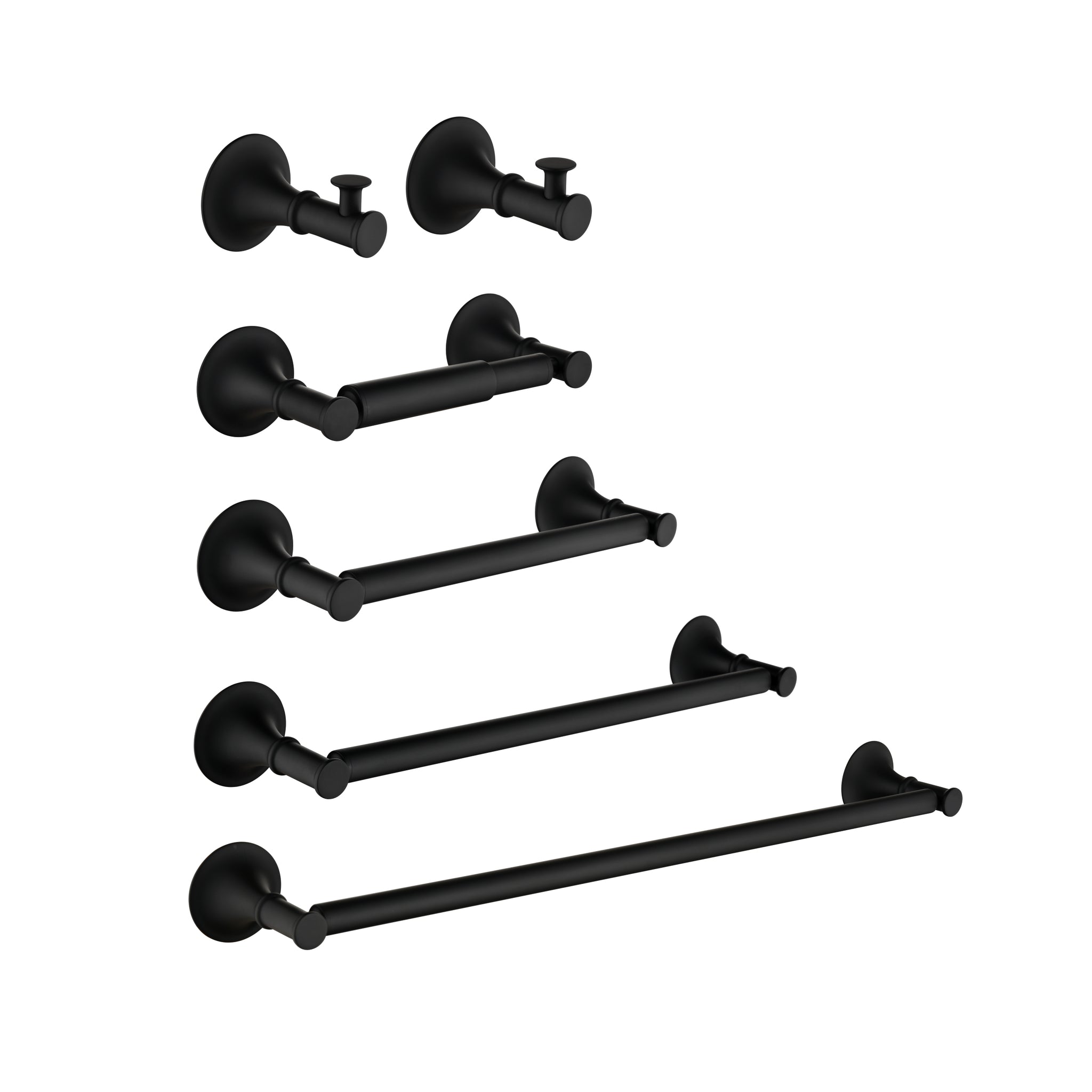 6 Piece Bathroom Towel Rack Set Wall Mount Matte Black Brass