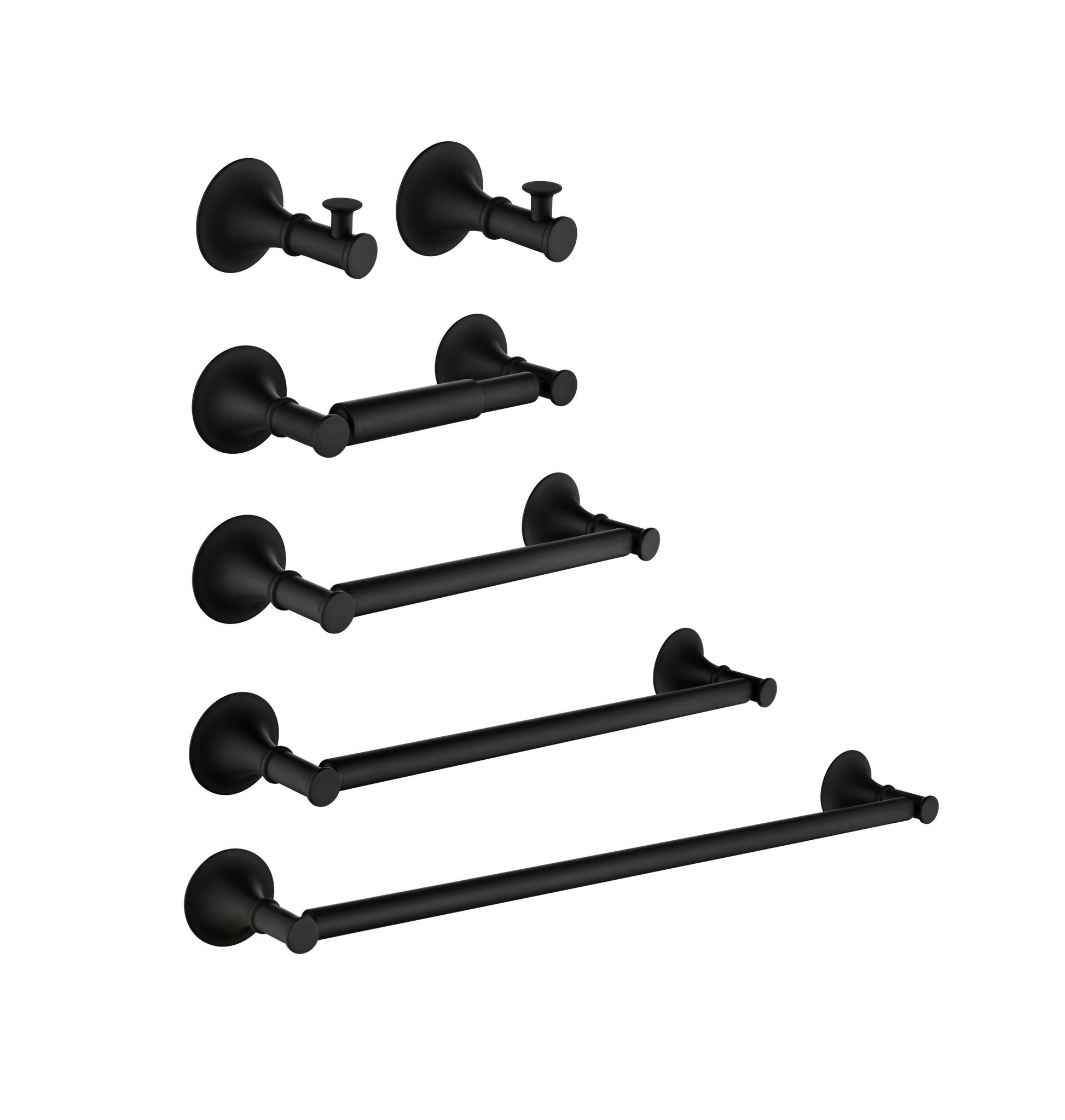 6 Piece Bathroom Towel Rack Set Wall Mount Matte Black Brass