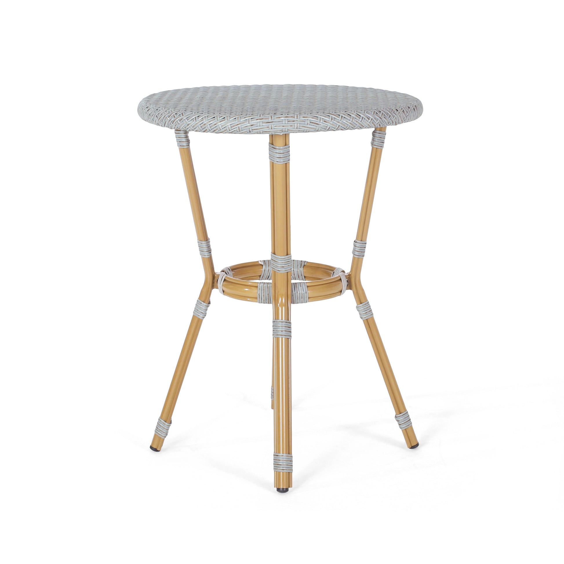 French Bistro Table Natural & Light Brown Aluminium