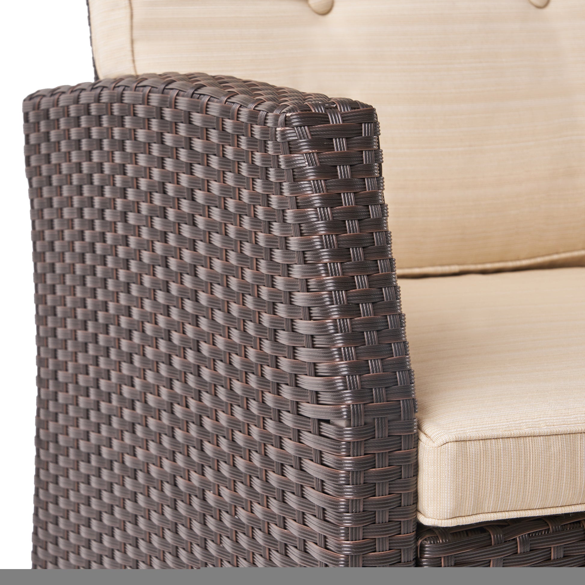 St Marta 3 Seater Dark Brown Pe Rattan Iron Waterproof Fabric