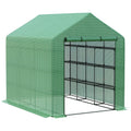 Walk In Greenhouse For Outdoors With Roll Up Zipper Door, 18 Shelves, Pe Cover, Small & Portable Build, Heavy Duty Humidity Seal, 95.25