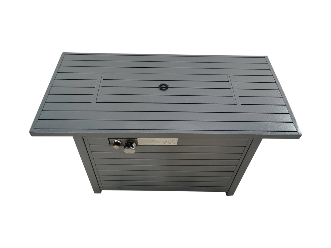 25'' H X 42'' W Steel Propane Outdoor Fire Pit Table With Lid Grey Gray Modern Steel