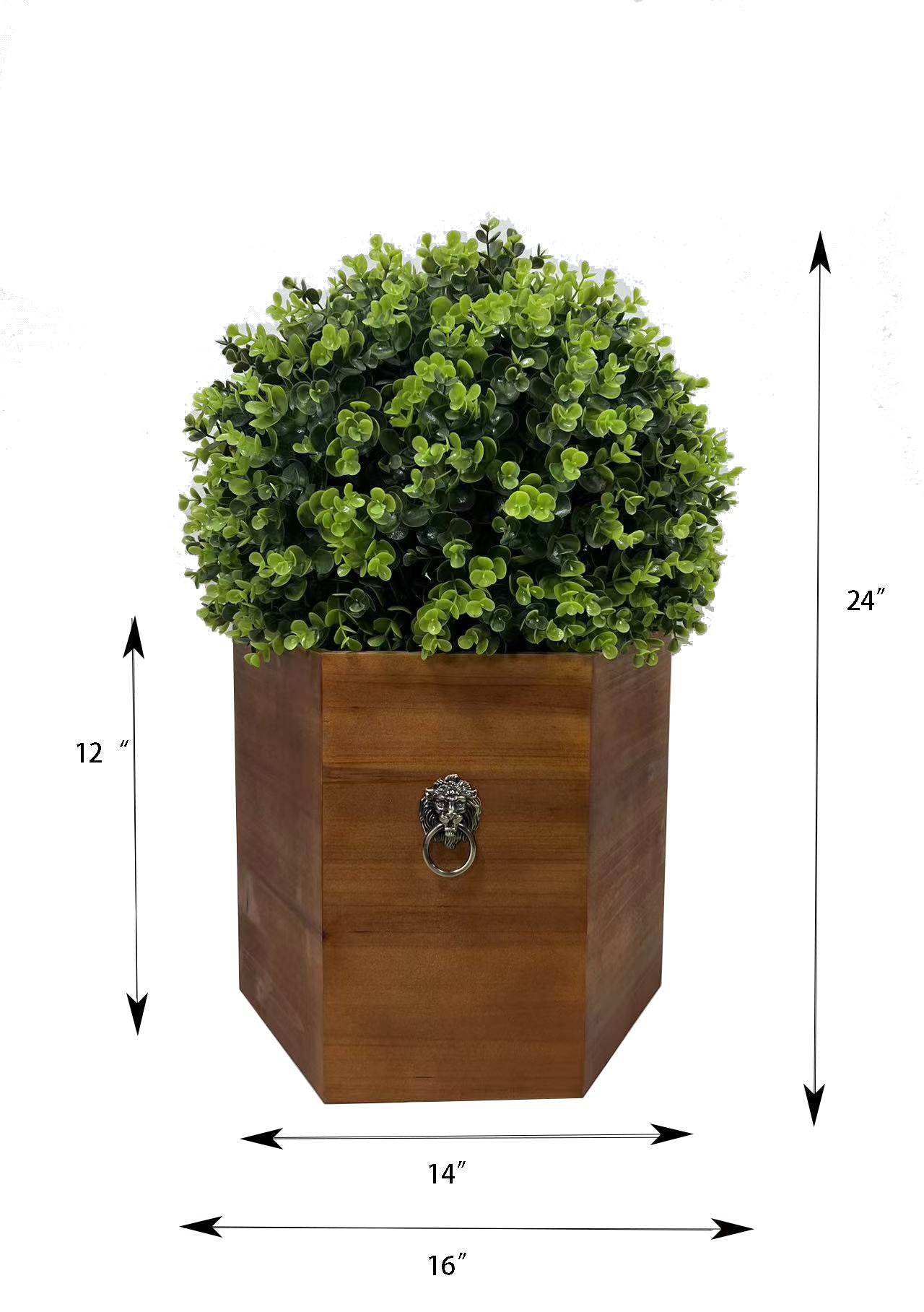 2 Pack 24" Ball Topiaries In Included Redwood Pots Artificial Faux Plants Dark Green Plastic