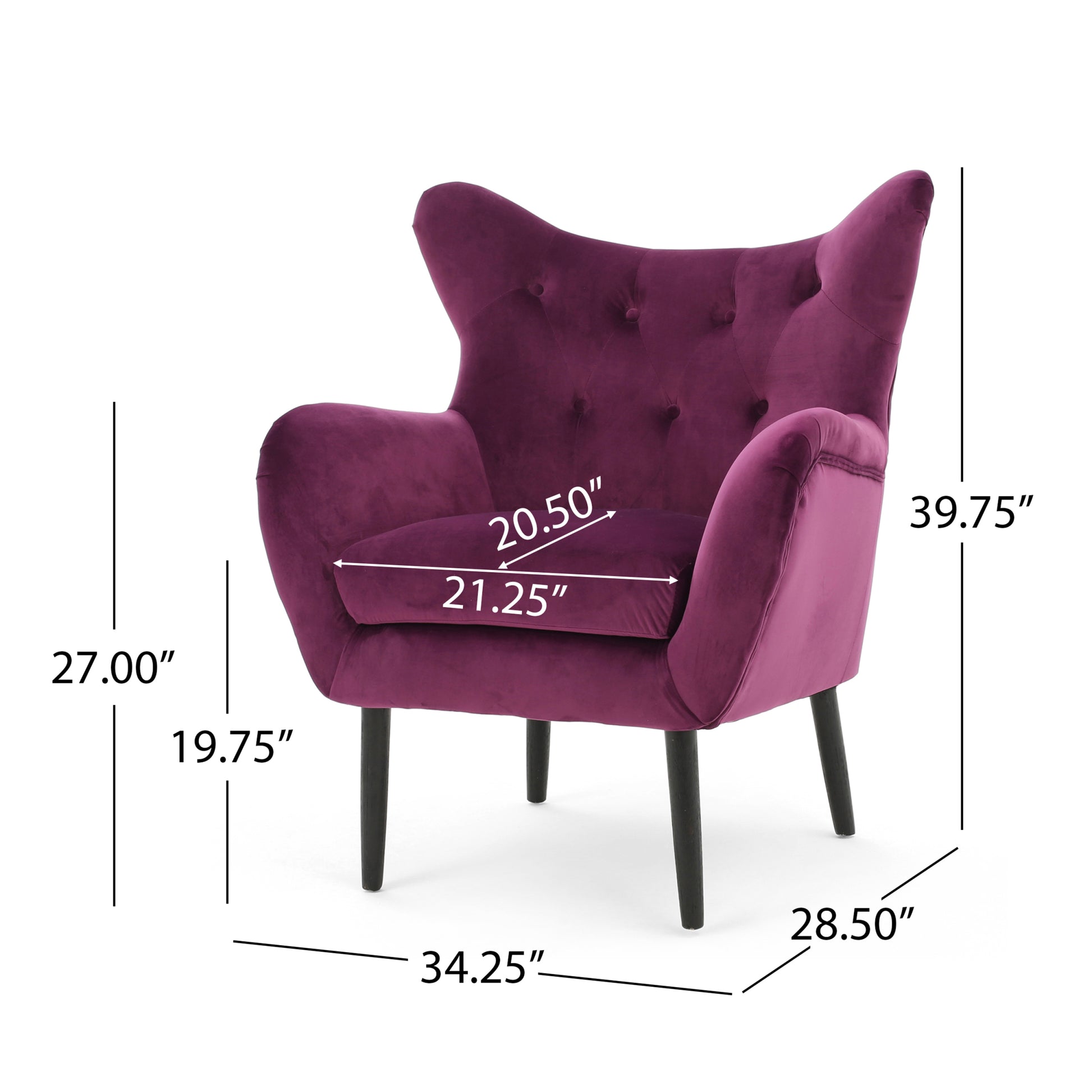 Arm Chair Fuchsia Velvet