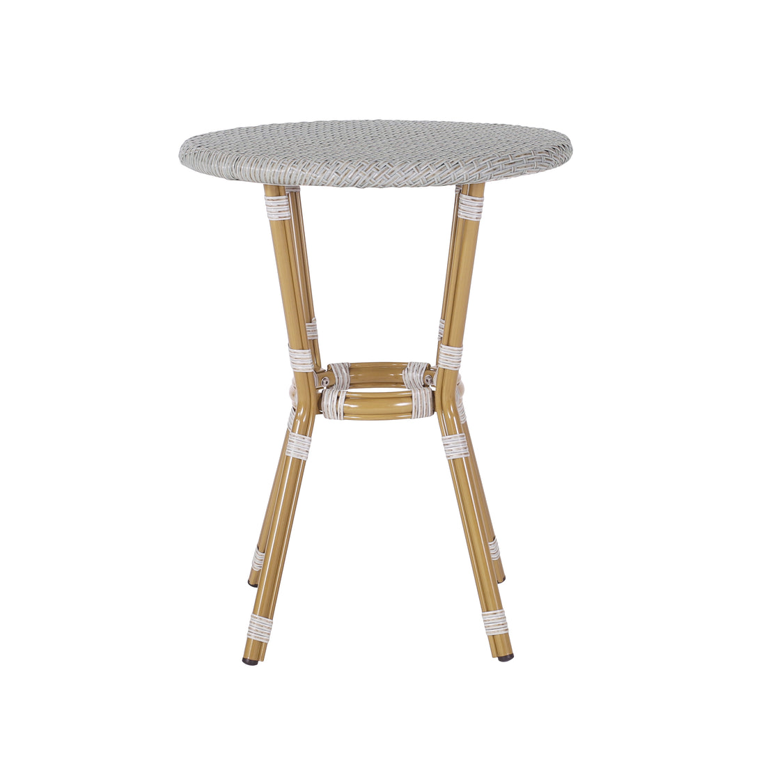 French Bistro Table Natural & Light Brown Aluminium