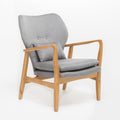 Club Chair, Wood Frame Club Chair, Grey Grey Fabric