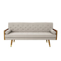 Aidan Mid Century Modern Tufted Fabric Sofa Beige Fabric