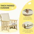 Patio Furniture Set, Wood Outdoor Patio Chair With Ottoman, 2 Piece Cushioned Outdoor Lounge Chair, Sofa Chair With Footrest, Beige Natural Wood