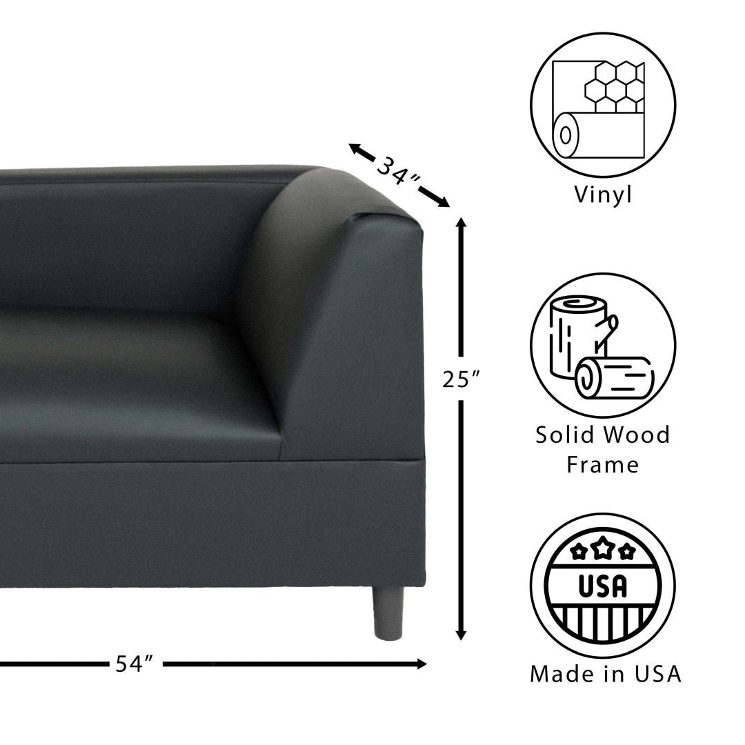 Black Faux Leather Lounger, Modern Lounger For Living Room, Bedroom And Apartment With Solid Wood Frame Black Wood Foam Vinyl