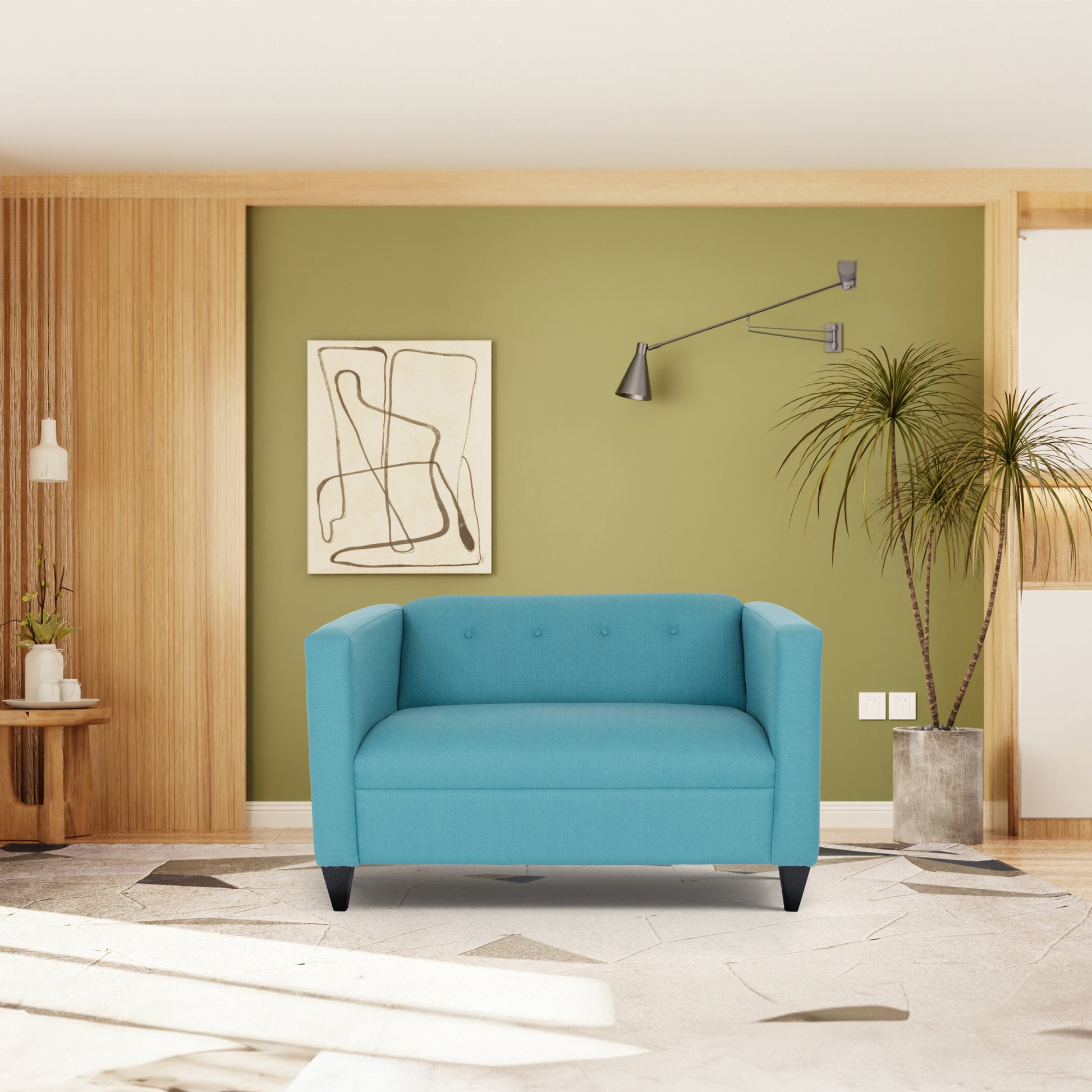 Teal Loveseat Sofa For Living Room, Modern D Cor Beautiful Seat Mini Small Couches For Small Spaces And Bedroom With Solid Wood Frame Polyester Nylon Teal Wood Foam Polyester