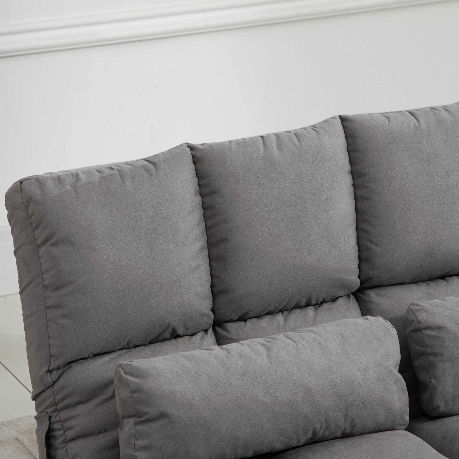 Convertible Floor Sofa Chair, Folding Couch Bed, Guest Chaise Lounge With 2 Pillows, Adjustable Backrest And Headrest, Dark Gray Dark Gray Polyester