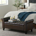 Hayes Armed Storage Bench Brown Pu